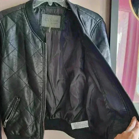 Ci Sono by Cabalini Women's Jacket Size Medium Black Full Zip Biker Jacket - Picture 9 of 11